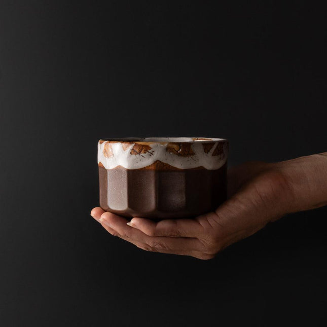 Matcha Tea bowl 11cm Metallic Rust Glaze.