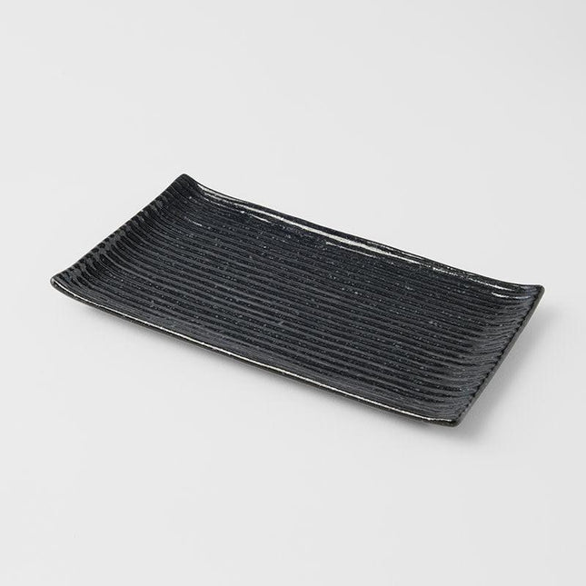 Sushi Plate 24cm Black Contour Glaze.