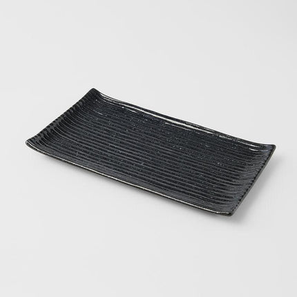 Sushi Plate 24cm Black Contour Glaze.