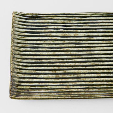 Sushi Plate 24cm Green Contour Glaze.