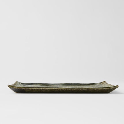 Sushi Plate 24cm Green Contour Glaze.