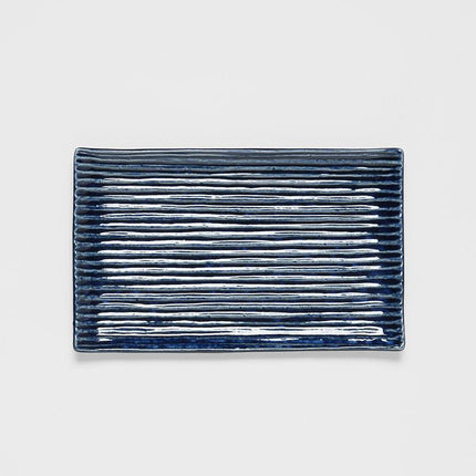 Sushi Plate 24cm Blue Contour Glaze.