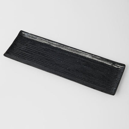 Sashimi Plate 33cm Black Contour Glaze.