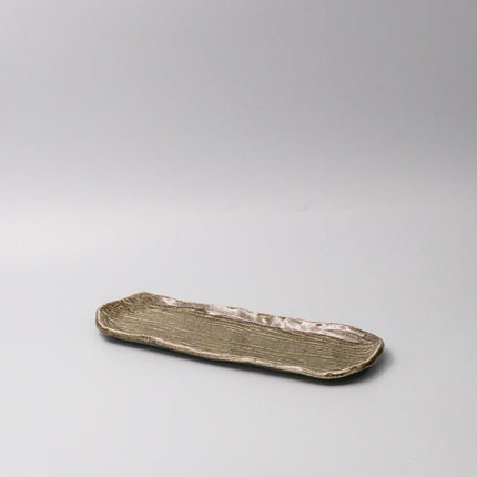 Plate Sashimi Organic Shape 13cm Sage Glaze.