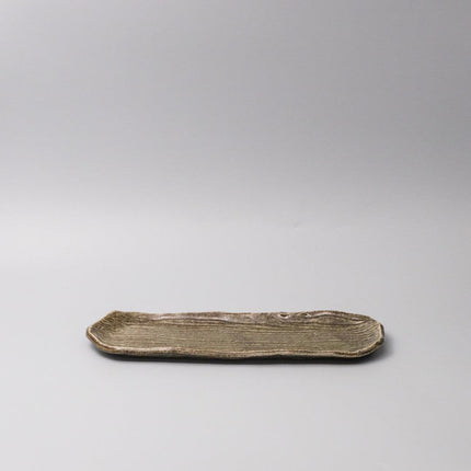 Plate Sashimi Organic Shape 13cm Sage Glaze.
