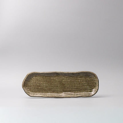 Plate Sashimi Organic Shape 13cm Sage Glaze.