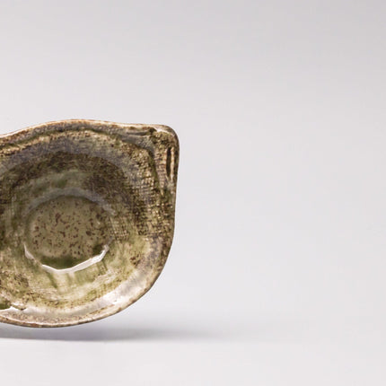 Edamame Triple Pod Dish Green Glaze.