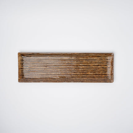 Sashimi Plate 33.2cm Amber Contour Glaze.