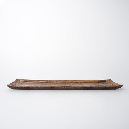 Sashimi Plate 33.2cm Amber Contour Glaze.