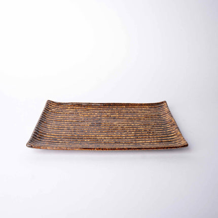 Sushi Plate 24cm Amber Contour Glaze.