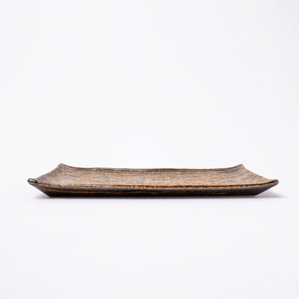 Sushi Plate 24cm Amber Contour Glaze.