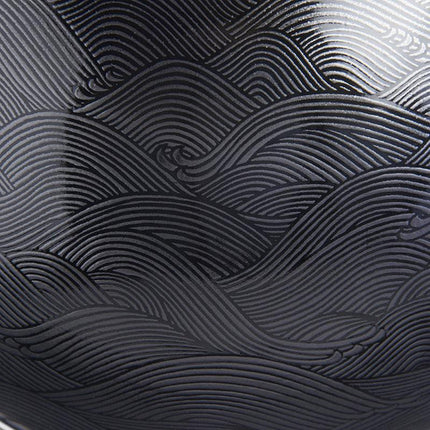 Ramen Bowl 24.5cm Black Wave Glaze.