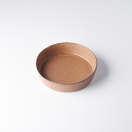 Plate High Rim 17cm Toffee Glaze.