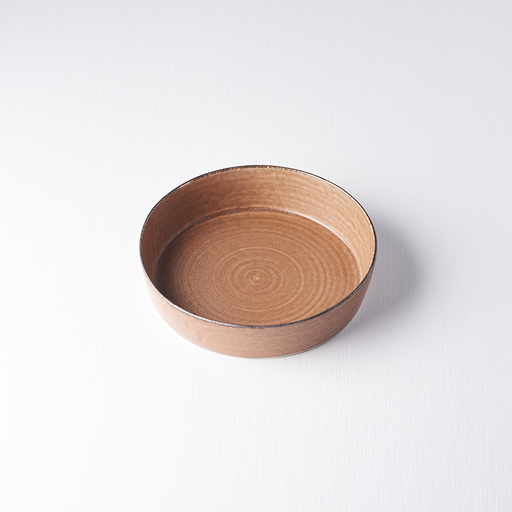 Plate High Rim 17cm Toffee Glaze.
