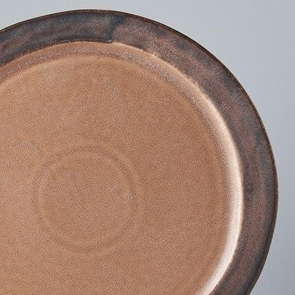 Plate Organic Flat 25.5cm Toffee Glaze.