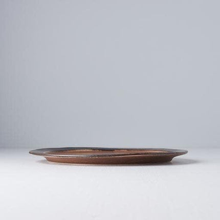 Plate Organic Flat 25.5cm Toffee Glaze.