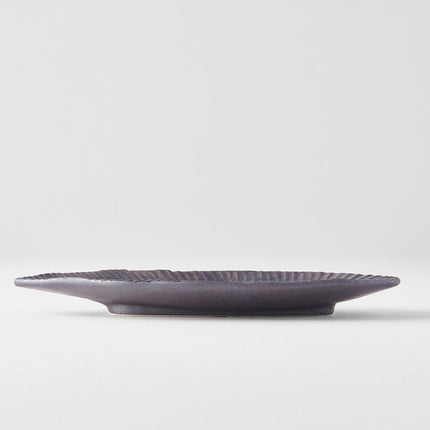Plate Leaf Shape 21.5x10.5cm Midori Ridge Glaze.