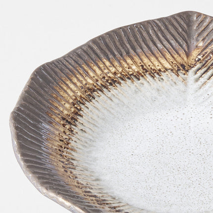 Plate Leaf Shape 16cm Akane Grey Glaze.