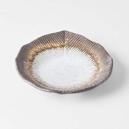 Plate Leaf Shape 16cm Akane Grey Glaze.