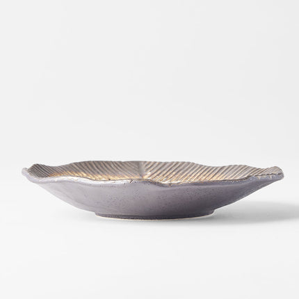 Plate Leaf Shape 16cm Akane Grey Glaze.
