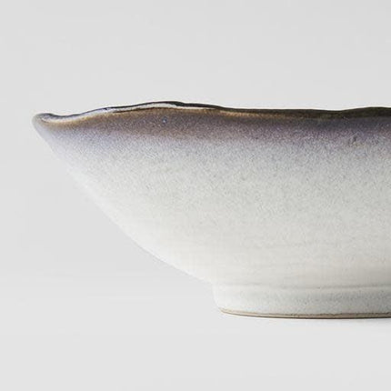 Bowl Leaf Shape 24cm Sky Blue Glaze.