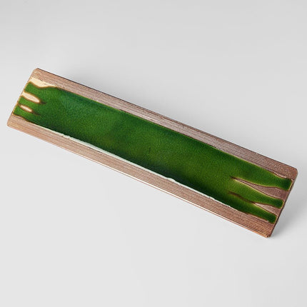 Platter Rectangular 52cm Earth Bright Green Glaze.