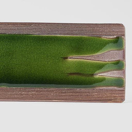Platter Rectangular 52cm Earth Bright Green Glaze.