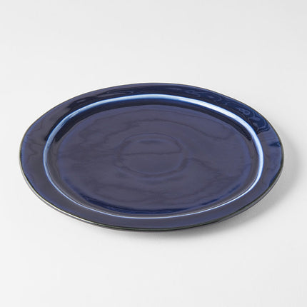 Plate Organic Flat 25.5cm Sapphire Blue Glaze.