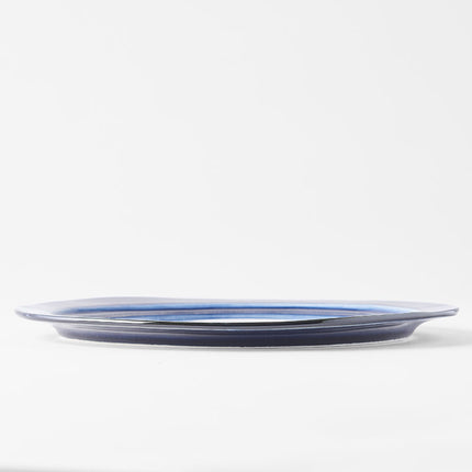Plate Organic Flat 25.5cm Sapphire Blue Glaze.