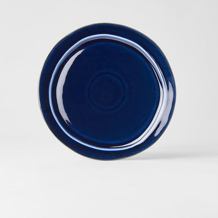 Plate Organic Flat 25.5cm Sapphire Blue Glaze.