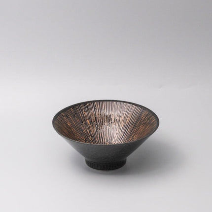 Bowl V shape 19cm Bronze Converging Line Glaze.