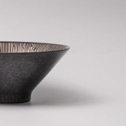 Bowl V shape 19cm Bronze Converging Line Glaze.