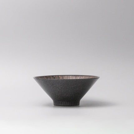 Bowl V shape 19cm Bronze Converging Line Glaze.