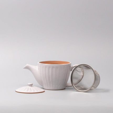 Teapot 480ml Speckled White Ridge Glaze.