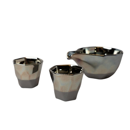 Sake Set Faceted Ink Glaze.