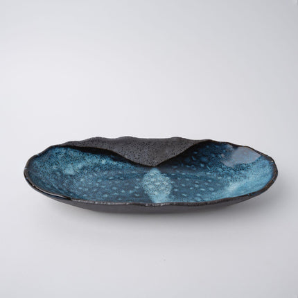 Organic Platter Oval 32cm Storm Glaze.