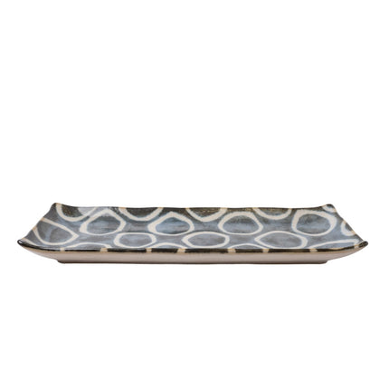 Sashimi Plate 27cm Brush Blue Ring Glaze