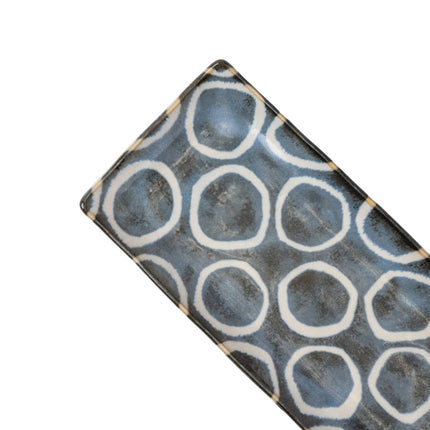 Sashimi Plate 27cm Brush Blue Ring Glaze.
