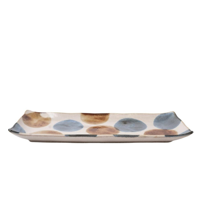 Sashimi Plate 27cm Brush Blue Spot Glaze.