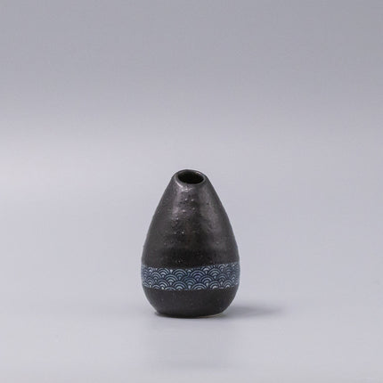 Vase Pinecone 10H Black Wave Design.