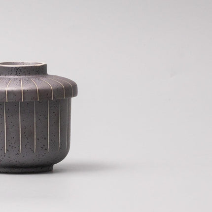 Cup Chawanmushi 170ml Matt Black Stripe Glaze.