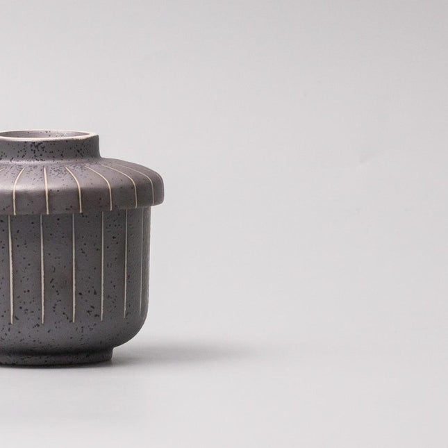 Cup Chawanmushi 170ml Matt Black Stripe Glaze.