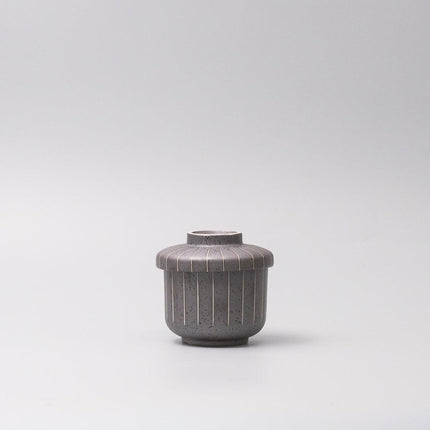 Cup Chawanmushi 170ml Matt Black Stripe Glaze.