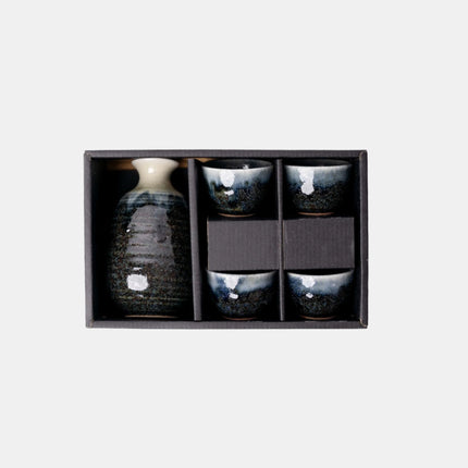 Sake Set for Four 330ml Ink Glaze.