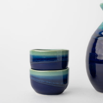 Sake Set for Four 330ml Cobalt Teal Glaze.