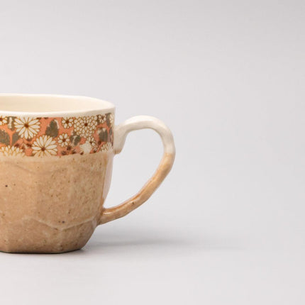 Mug in a Gift Box 260ml Apricot Floral Band Design.