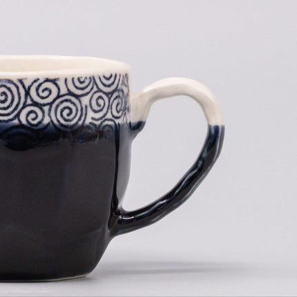 Mug in a Gift Box 260ml Navy Spiral Band Glaze.
