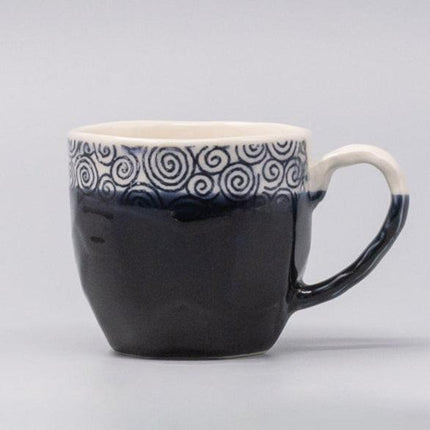 Mug in a Gift Box 260ml Navy Spiral Band Glaze.