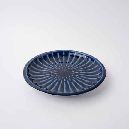 Plate Thick Edge 26cm Cobalt Rays Glaze.