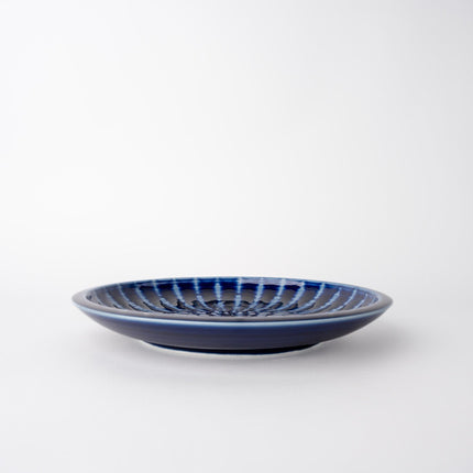 Plate Thick Edge 26cm Cobalt Rays Glaze.